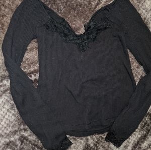 Free People deep V-neck longsleeve top